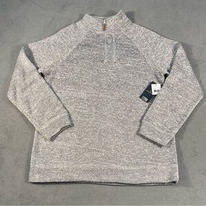 Old River Men’s Gray Fleece Sweater, 1/4 zip, pullover, long sleeves, size M